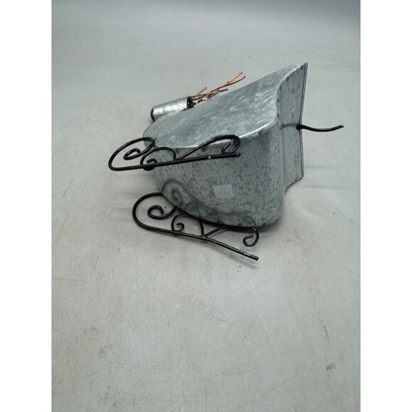 Christmas Galvanized Metal Reindeer Flowerpot Decor Copper Antlers Metal READ - Picture 6 of 6